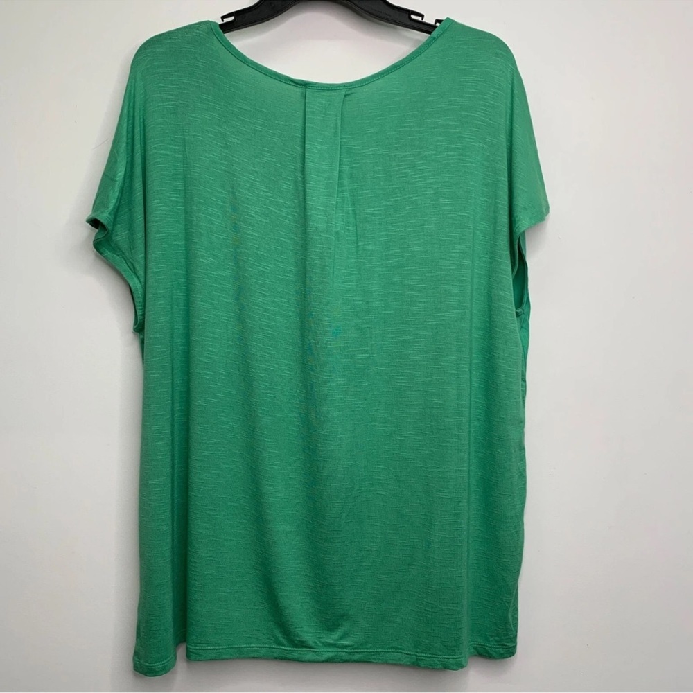 NWT Nine West Spruce Green V-Neck Blouse Cap Sleeve Lightweight Top Size Small - Picture 4 of 8